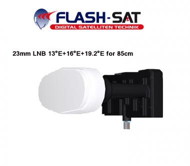 Inverto Single triplefeed 23mm LNB 13°E+16°E+19.2°E for 85cm dish 