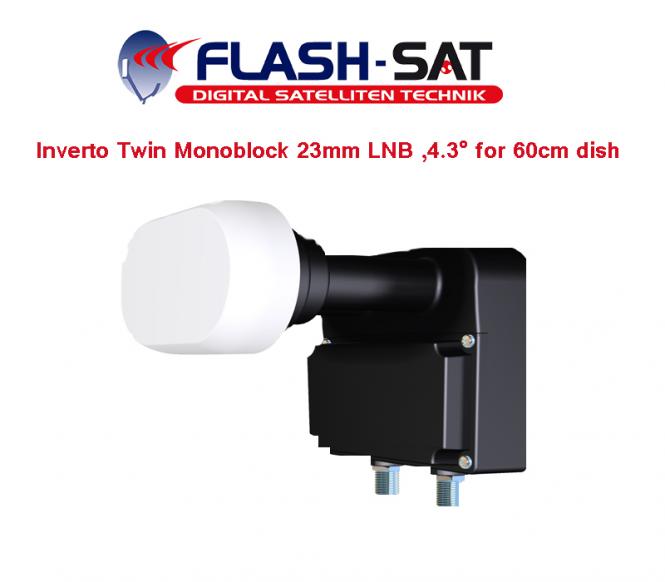 Inverto  Twin Monoblock 23mm LNB ,3° for 80cm dish 